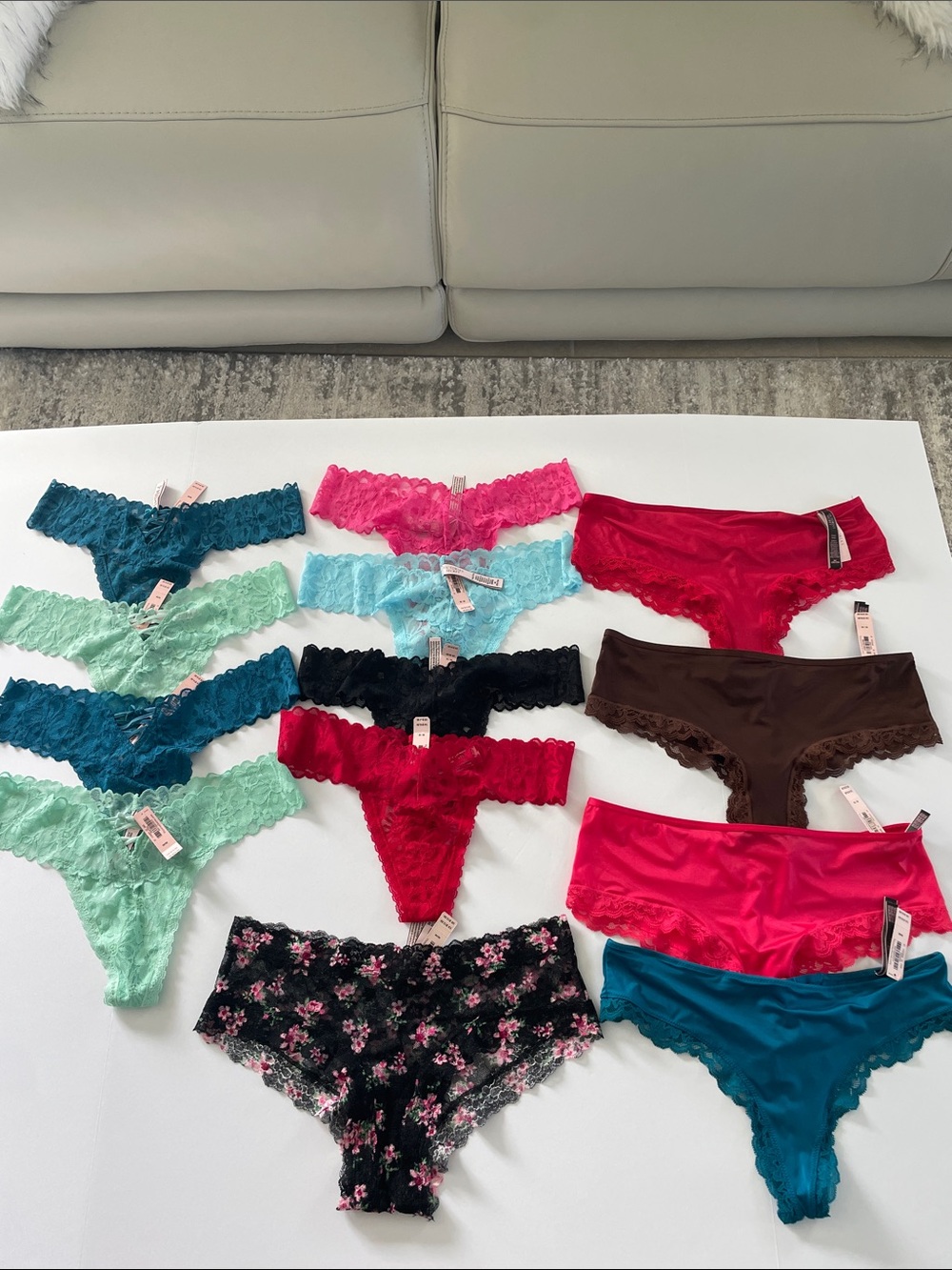 NWT Victorias Secret Lacy Thongs Cheeky Panties 13 total - Picture 3 of 8